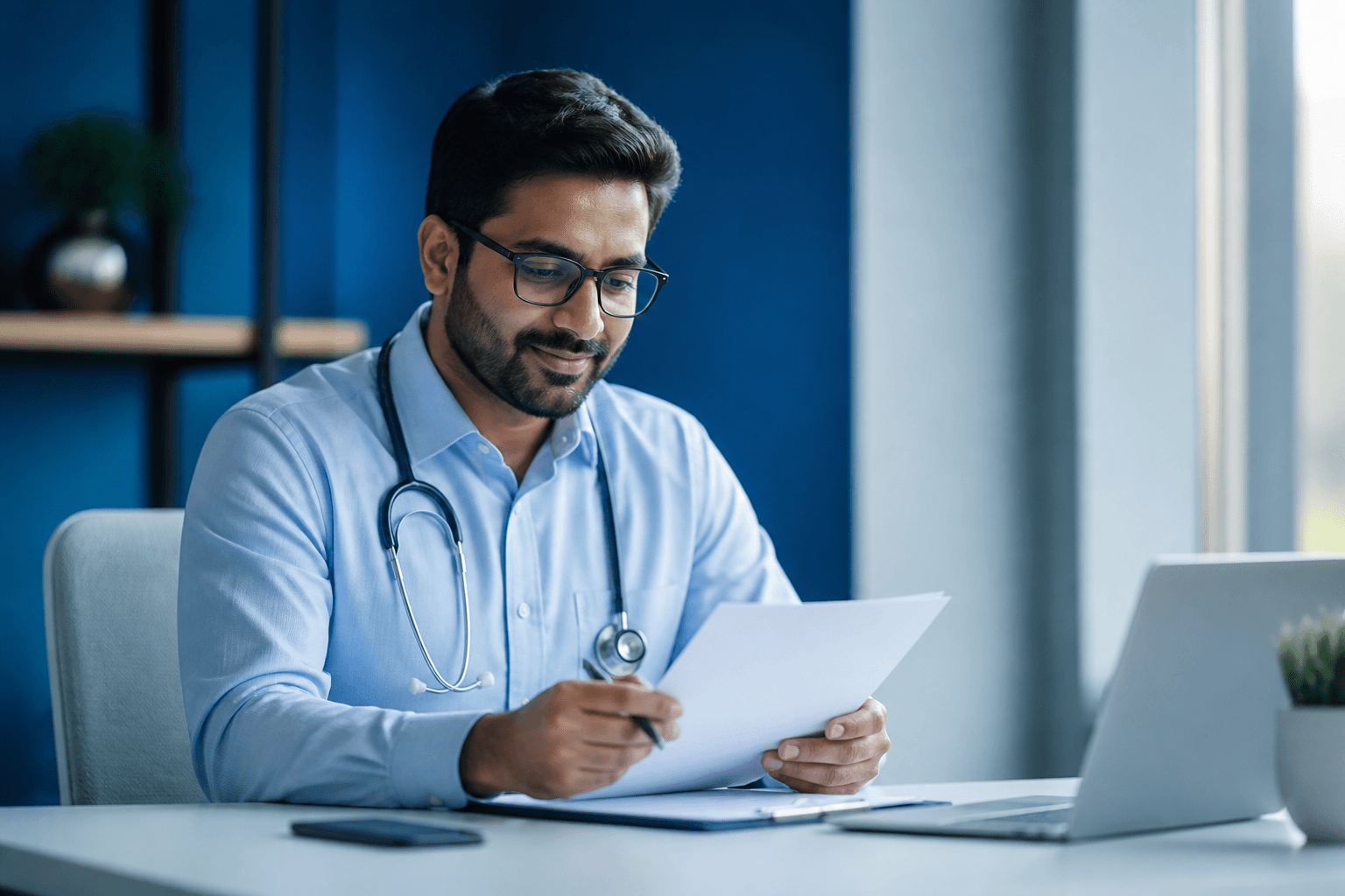 Consultant mentor reviewing study material